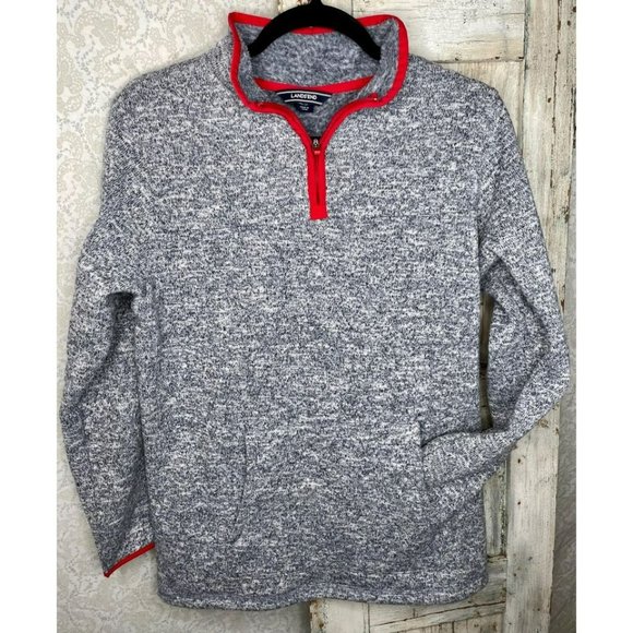 Lands End Jacket 1/4 Zip Pullover ♥️ Heathered Gray & Red Boy’s Size XL - Picture 1 of 5